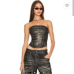 Jaded London Ash Faux Leather Black Strapless Corset